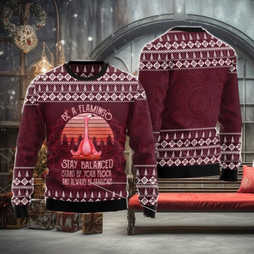 Flamingo Yoga Ugly Christmas Sweater AOP All Over Printed Sweater