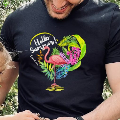 Flamingo hello summer tropical time heart shirt