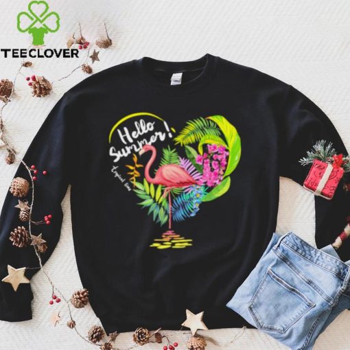 Flamingo hello summer tropical time heart shirt