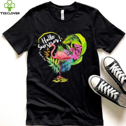 Flamingo hello summer tropical time heart shirt