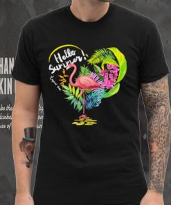 Flamingo hello summer tropical time heart shirt