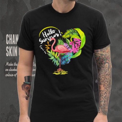 Flamingo hello summer tropical time heart shirt