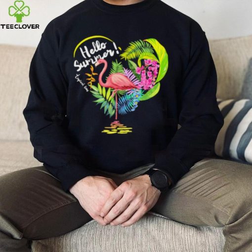 Flamingo hello summer tropical time heart shirt