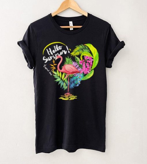 Flamingo hello summer tropical time heart shirt