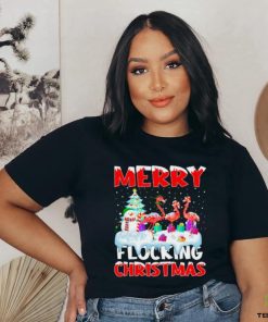 Flamingo merry flocking Christmas shirt