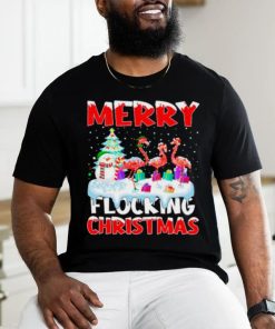 Flamingo merry flocking Christmas shirt