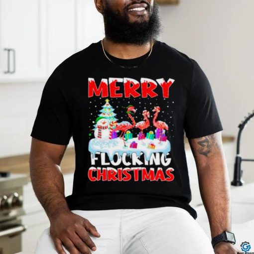 Flamingo merry flocking Christmas shirt