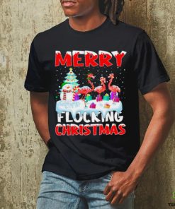 Flamingo merry flocking Christmas shirt