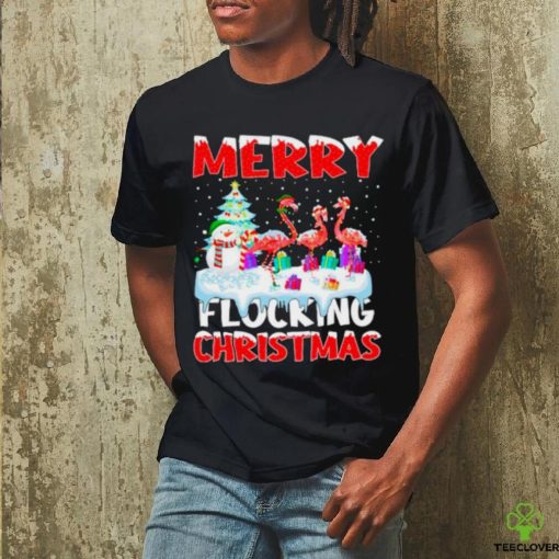 Flamingo merry flocking Christmas shirt