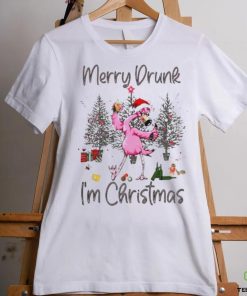 Flamingo santa hat merry drunk I’m Christmas hoodie, sweater, longsleeve, shirt v-neck, t-shirt