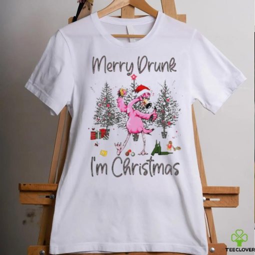 Flamingo santa hat merry drunk I’m Christmas hoodie, sweater, longsleeve, shirt v-neck, t-shirt