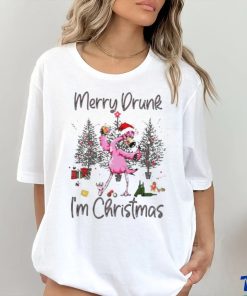 Flamingo santa hat merry drunk I’m Christmas hoodie, sweater, longsleeve, shirt v-neck, t-shirt