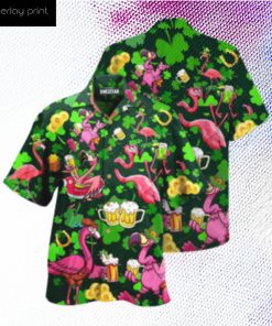 Flamingos Drink Beer Patricks Day Pattern Edition Hawaiian Shirt