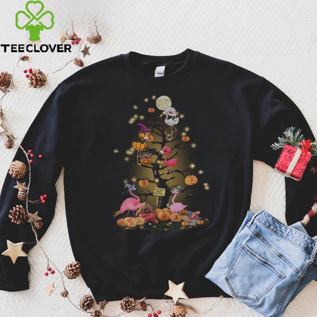 Flamingos tree happy Halloween shirt Flamingos tree happy Halloween shirt