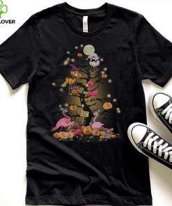Flamingos tree happy Halloween shirt
