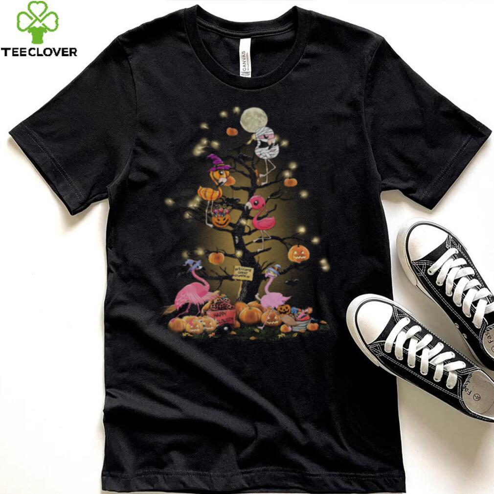 Flamingos tree happy Halloween shirt Flamingos tree happy Halloween shirt