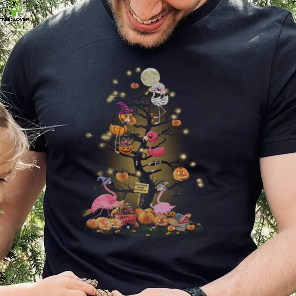 Flamingos tree happy Halloween shirt Flamingos tree happy Halloween shirt