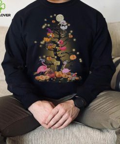 Flamingos tree happy Halloween shirt