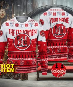 Fleetwood Town FC Big Logo Custom Name 3D Ugly Christmas Sweater Christmas Gift For Big Fans