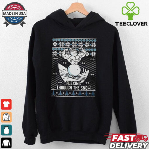 Flexing Through The Snow gym ugly christmas shirt