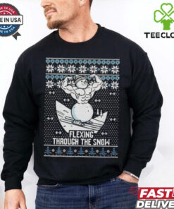 Flexing Through The Snow gym ugly christmas shirt
