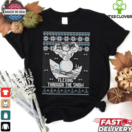Flexing Through The Snow gym ugly christmas shirt
