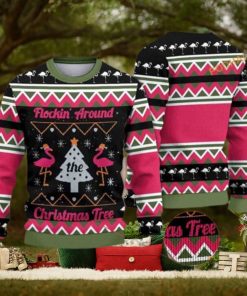 Flockin Around The Christmas Tree Flamingo Family Christmas Sweater 1 Flockin Around The Christmas Tree Flamingo Family Christmas Sweater