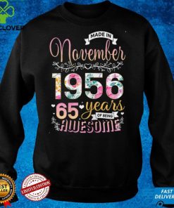 Floral 65 Birthday Made in November 1956 65 Years Old T Shirt