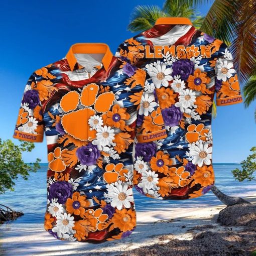 Floral Aloha NCAA Clemson Tigers Hawaiian Shirt Gift For Beach Lovers