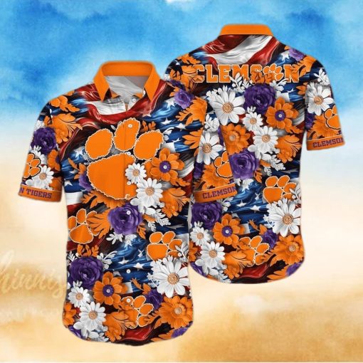 Floral Aloha NCAA Clemson Tigers Hawaiian Shirt Gift For Beach Lovers