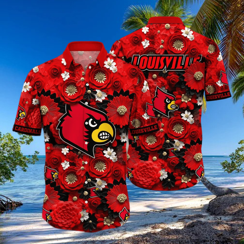 NCAA Louisville Cardinals Flower Hawaii Shirt Summer Vibes For FootBall Fans