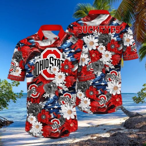 Floral Aloha NCAA Ohio State Buckeyes Hawaiian Shirt Beach Gift For Friend