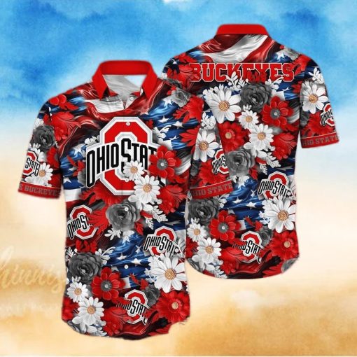 Floral Aloha NCAA Ohio State Buckeyes Hawaiian Shirt Beach Gift For Friend