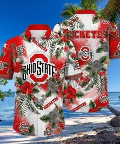 Floral Aloha NCAA Ohio State Buckeyes Hawaiian Shirt Hibiscus Flowers Pattern