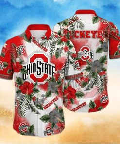 Floral Aloha NCAA Ohio State Buckeyes Hawaiian Shirt Hibiscus Flowers Pattern