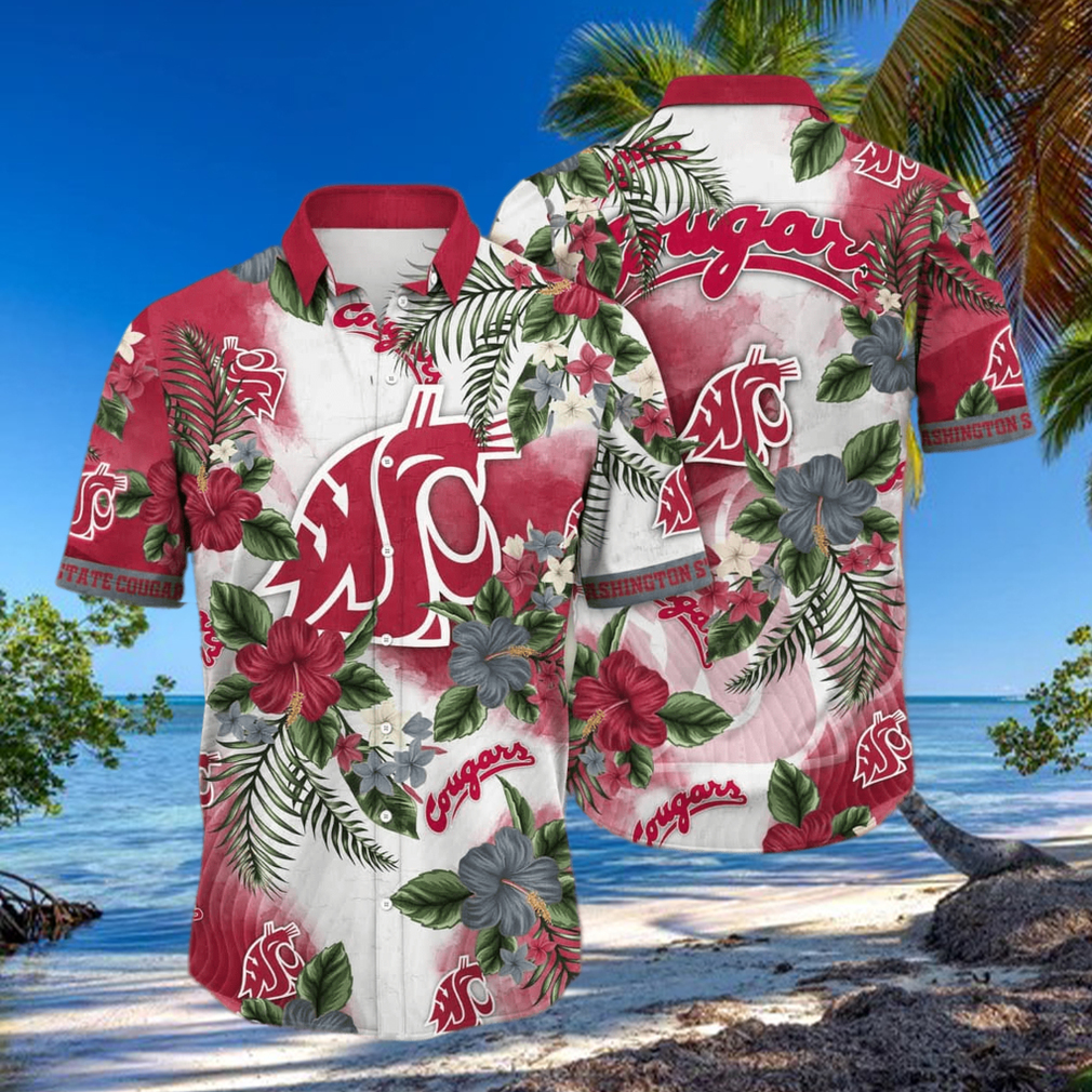 Floral Aloha NCAA Washington State Cougars Hawaiian Shirt Best Beach Gift Floral Aloha NCAA Washington State Cougars Hawaiian Shirt Best Beach Gift