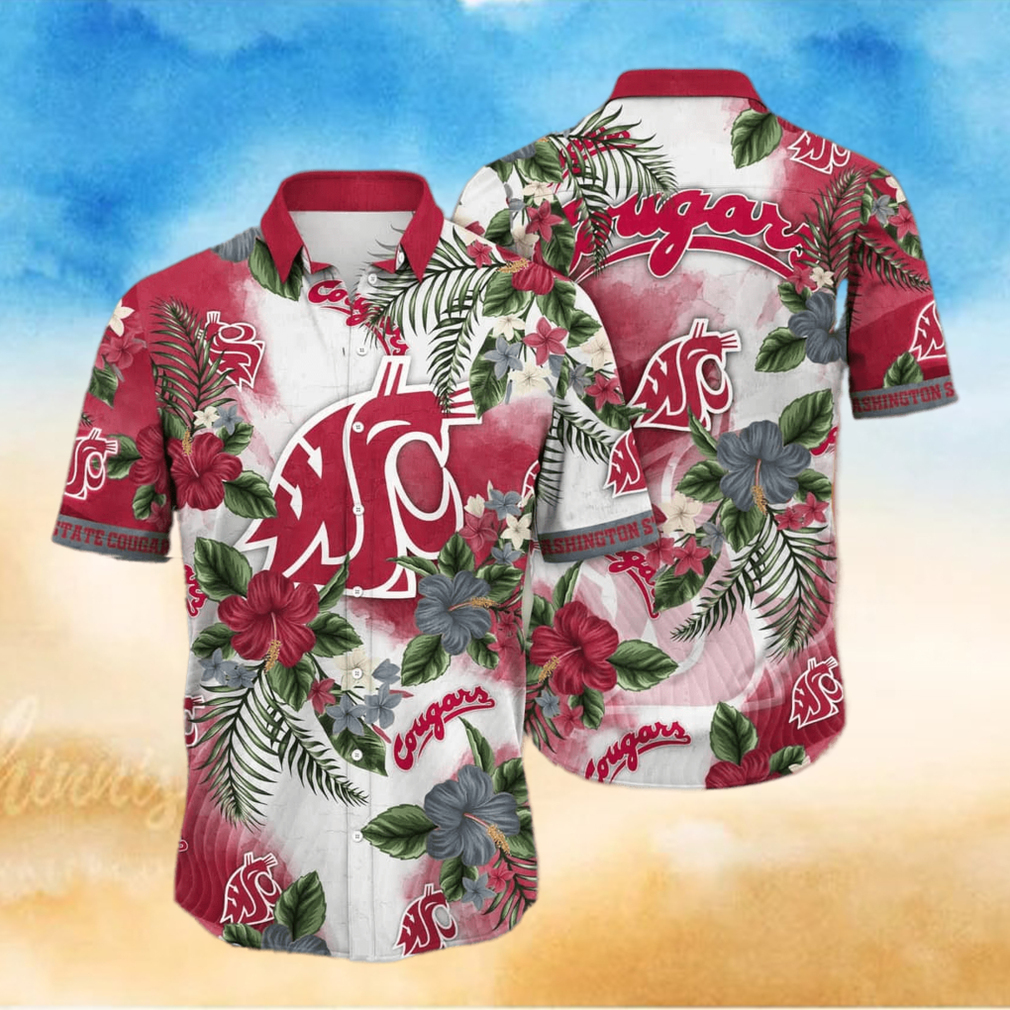 Floral Aloha NCAA Washington State Cougars Hawaiian Shirt Best Beach Gift Floral Aloha NCAA Washington State Cougars Hawaiian Shirt Best Beach Gift