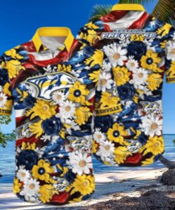 Floral Aloha NHL Nashville Predators Hawaiian Shirt Beach Gift For Friend