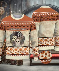 Floral Horror Characters Halloween 3D Family Christmas Sweater