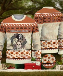 Floral Horror Characters Halloween 3D Family Christmas Sweater 1 Floral Horror Characters Halloween 3D Family Christmas Sweater