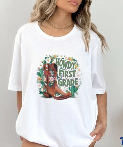 Floral Howdy First Grade Cowgirl Boots shirt