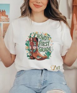 Floral Howdy First Grade Cowgirl Boots shirt