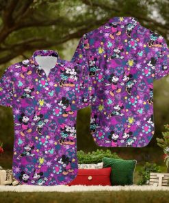 Floral Mickey Mouse Purple Hawaiian Shirt Style