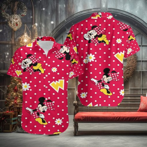 Floral Mickey Mouse Red Hawaiian Shirt Outfit