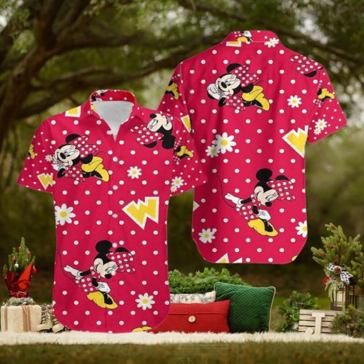 Floral Mickey Mouse Red Hawaiian Shirt Outfit