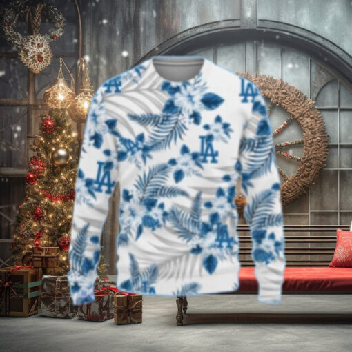Floral Pattern Los Angeles Dodgers Ugly Christmas Sweater