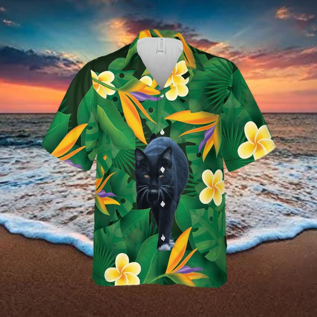 Floral Tropical Black Cat Hawaiian Shirt Unisex Adult Hw5819