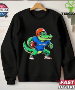 Florida Gators Football Mascot Shirt, featuring a bold design with the iconic Florida Gators mascot, celebrating the team's spirit and pride. Perfect for fans who want to show their support for the Gators in a fun and energetic way.