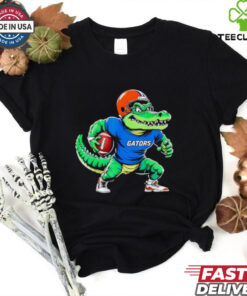 Florida Gators Football Mascot Shirt, featuring a bold design with the iconic Florida Gators mascot, celebrating the team's spirit and pride. Perfect for fans who want to show their support for the Gators in a fun and energetic way.