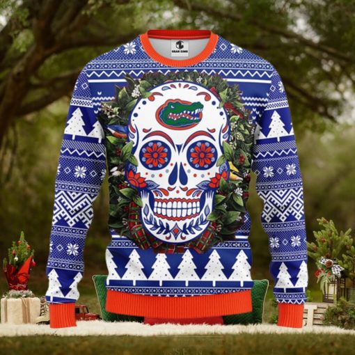 Florida Gators Skull Flower Ugly Christmas Ugly Sweater